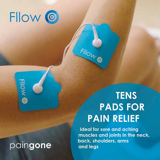 Fllow TENS pads on the arm for pain relief