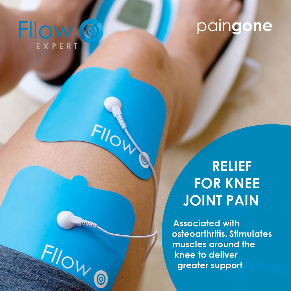 Arthro-Fllow pads on the thigh used for relief of knee and joint pain