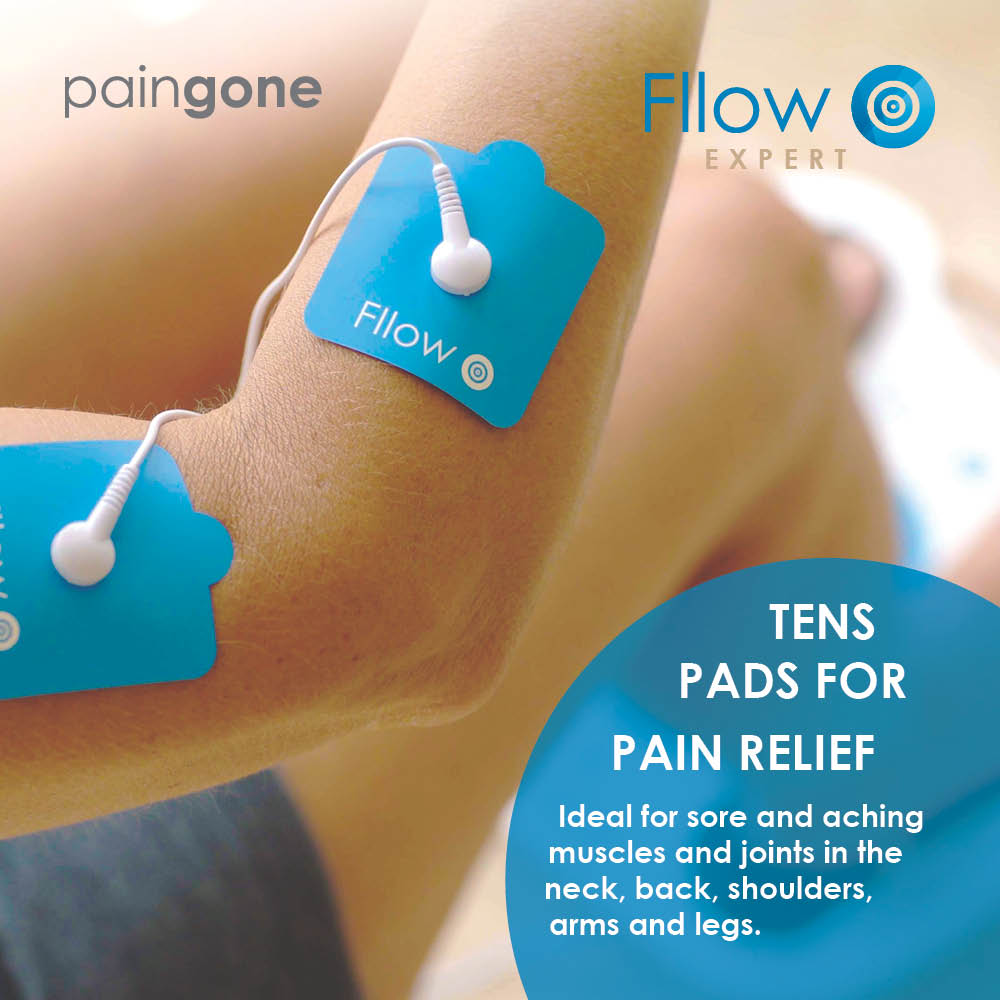 Fllow TENS pads for pain relief used on the arm 