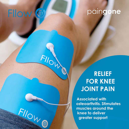 Arthro-Fllow pads on the thigh used for relief of knee and joint pain